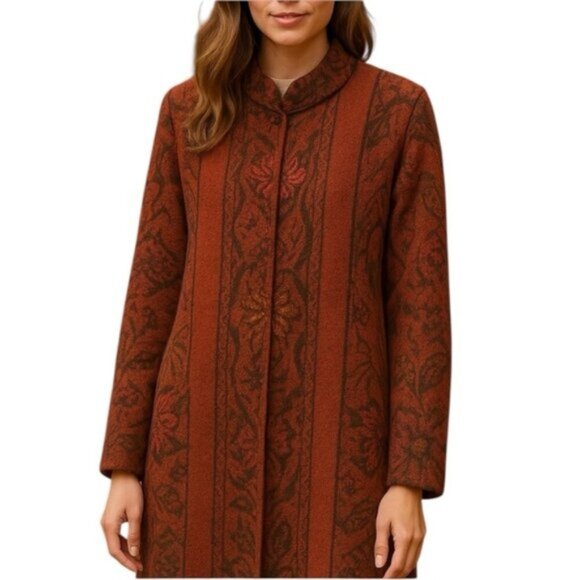 Peruvian Connection Bolivian Alpaca Long Cardigan Sweater Coat Lined Size Medium - Picture 1 of 10
